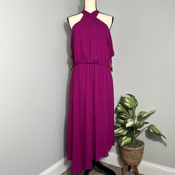 Rachel Roy Women's Cold-Shoulder Midi Dress NWT fuschia sz 14 - Picture 2 of 11
